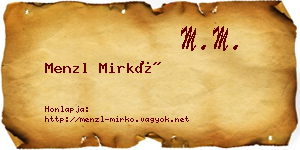 Menzl Mirkó névjegykártya